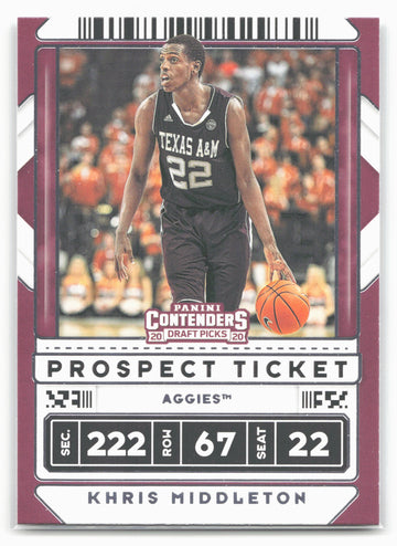 
2020 Panini Contenders Draft Picks #30b Khris Middleton
