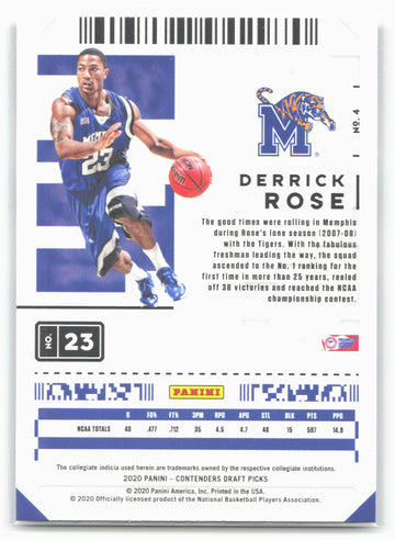 
2020 Panini Contenders Draft Picks #4 Derrick Rose