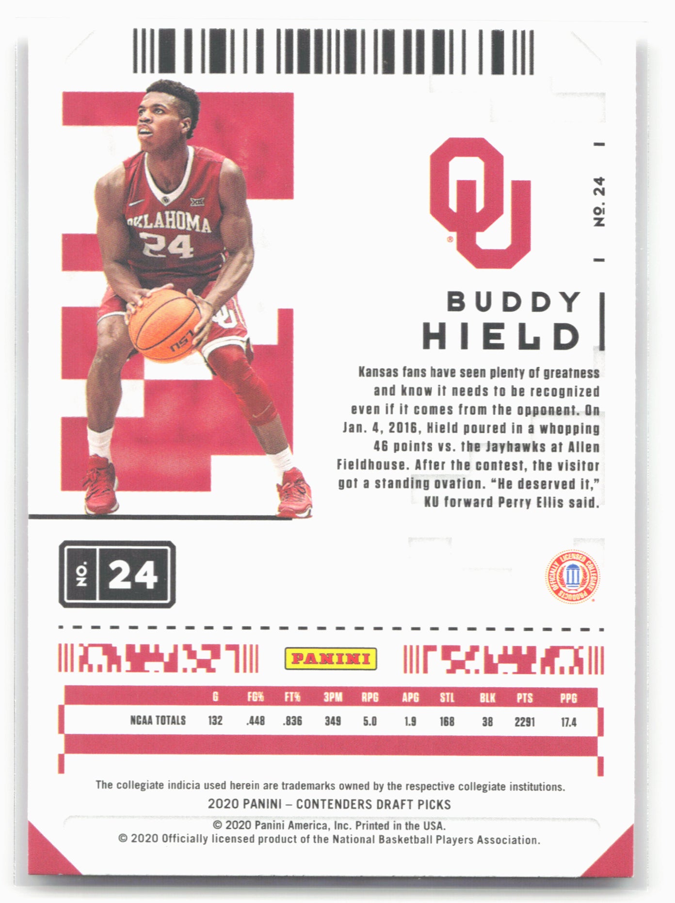 2020 Panini Contenders Draft Picks #24 Buddy Hield