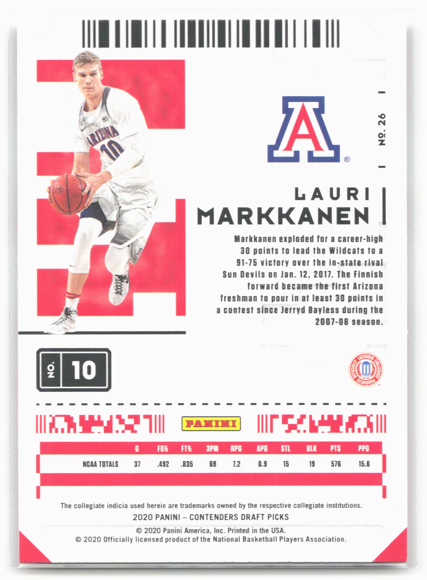 2020 Panini Contenders Draft Picks #26 Lauri Markkanen