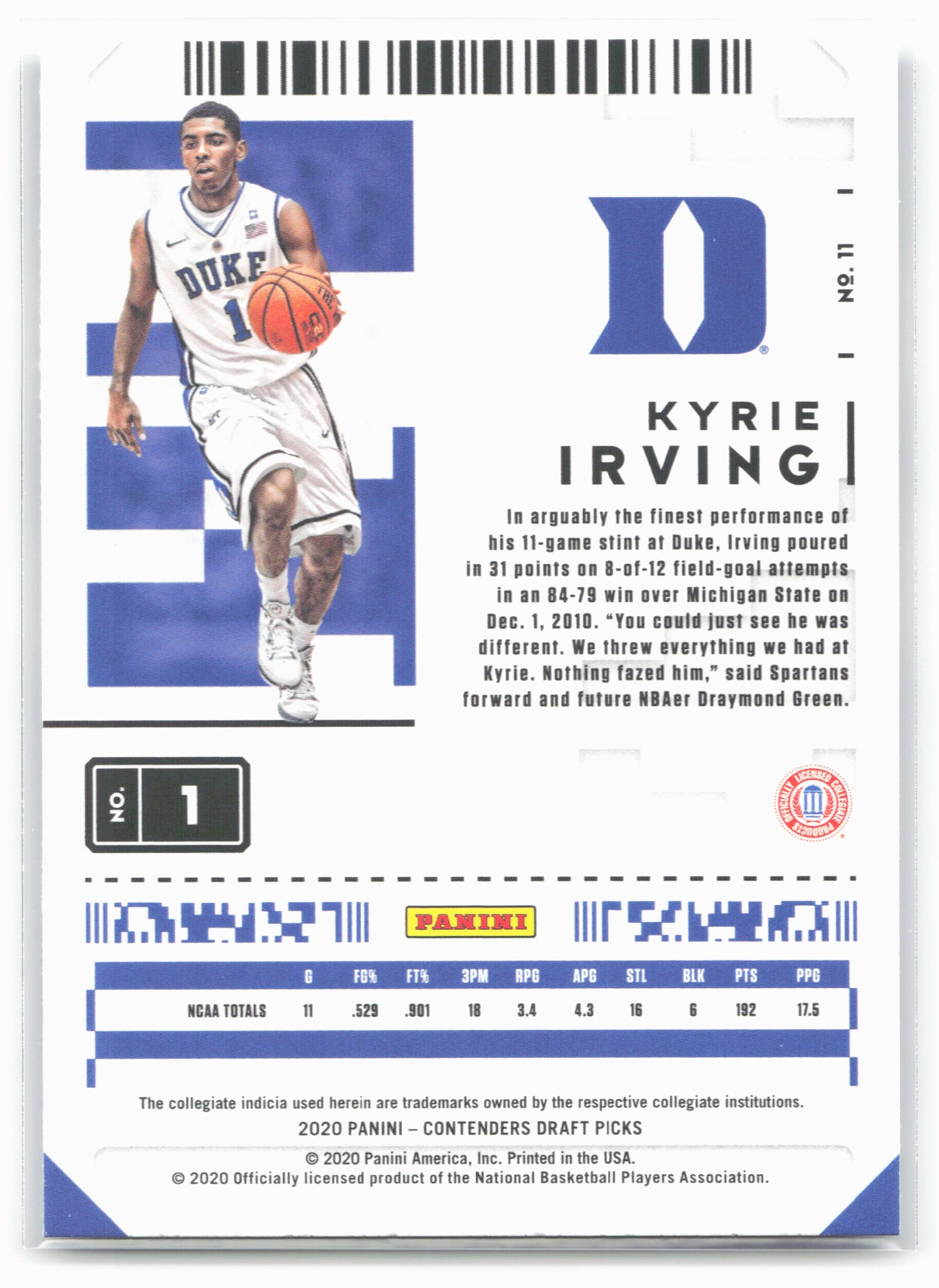 2020 Panini Contenders Draft Picks #11 Kyrie Irving