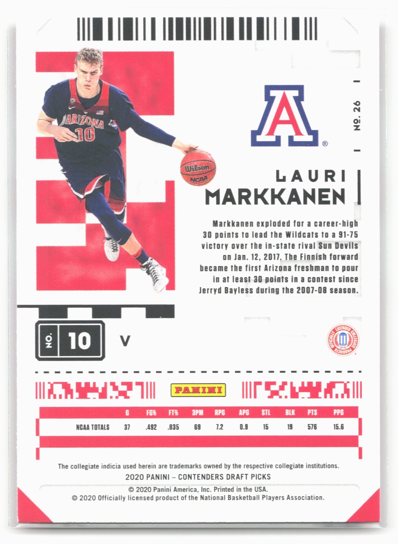 2020 Panini Contenders Draft Picks #26b Lauri Markkanen