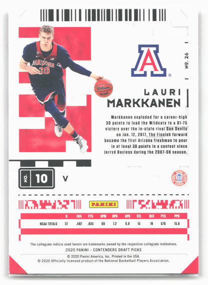2020 Panini Contenders Draft Picks #26b Lauri Markkanen
