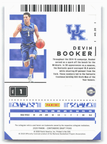 2020 Panini Contenders Draft Picks #20 Devin Booker