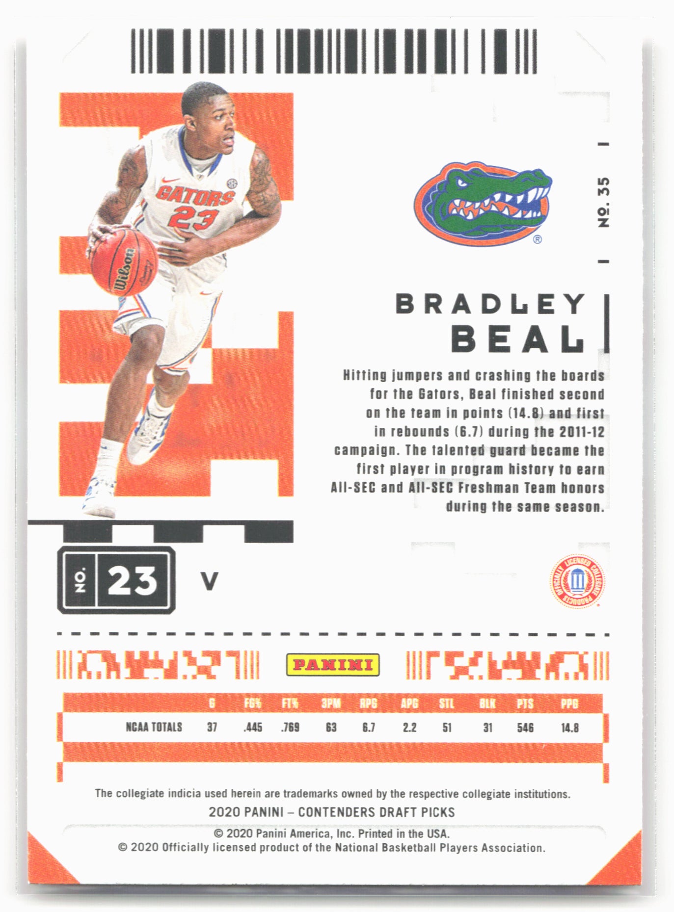 2020 Panini Contenders Draft Picks #35b Bradley Beal