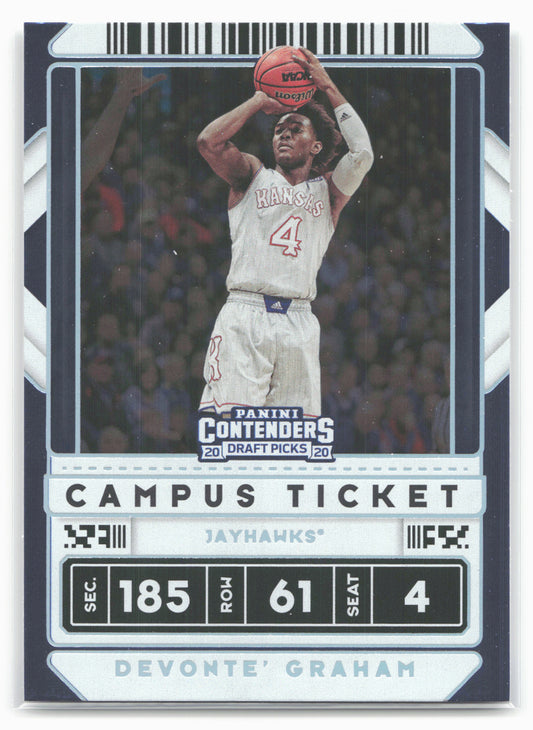2020 Panini Contenders Draft Picks #31b Devonte' Graham Campus Ticket White