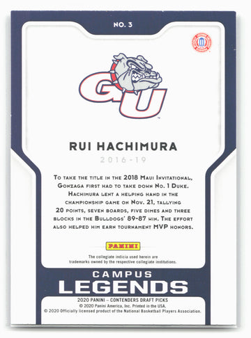 
2020 Panini Contenders Draft Picks #3 Rui Hachimura Campus Legends
