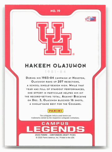 
2020 Panini Contenders Draft Picks #19 Hakeem Olajuwon Campus Legends