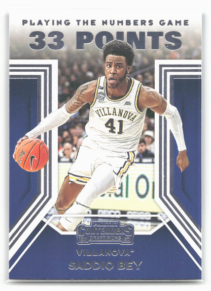 2020 Panini Contenders Draft Picks #19 Saddiq Bey Playing the Numbers Game