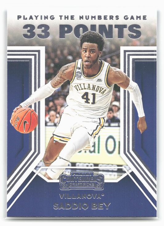 2020 Panini Contenders Draft Picks #19 Saddiq Bey Playing the Numbers Game