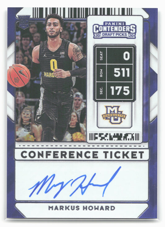 2020 Panini Contenders Draft Picks #73 Markus Howard Conference Ticket #/30