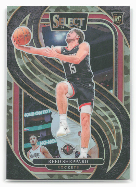2024-25 Panini Select #181 Reed Sheppard Green Camo Prizm #/125
