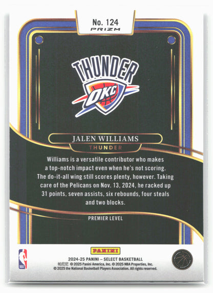 2024-25 Panini Select #124 Jalen Williams Silver Prizm