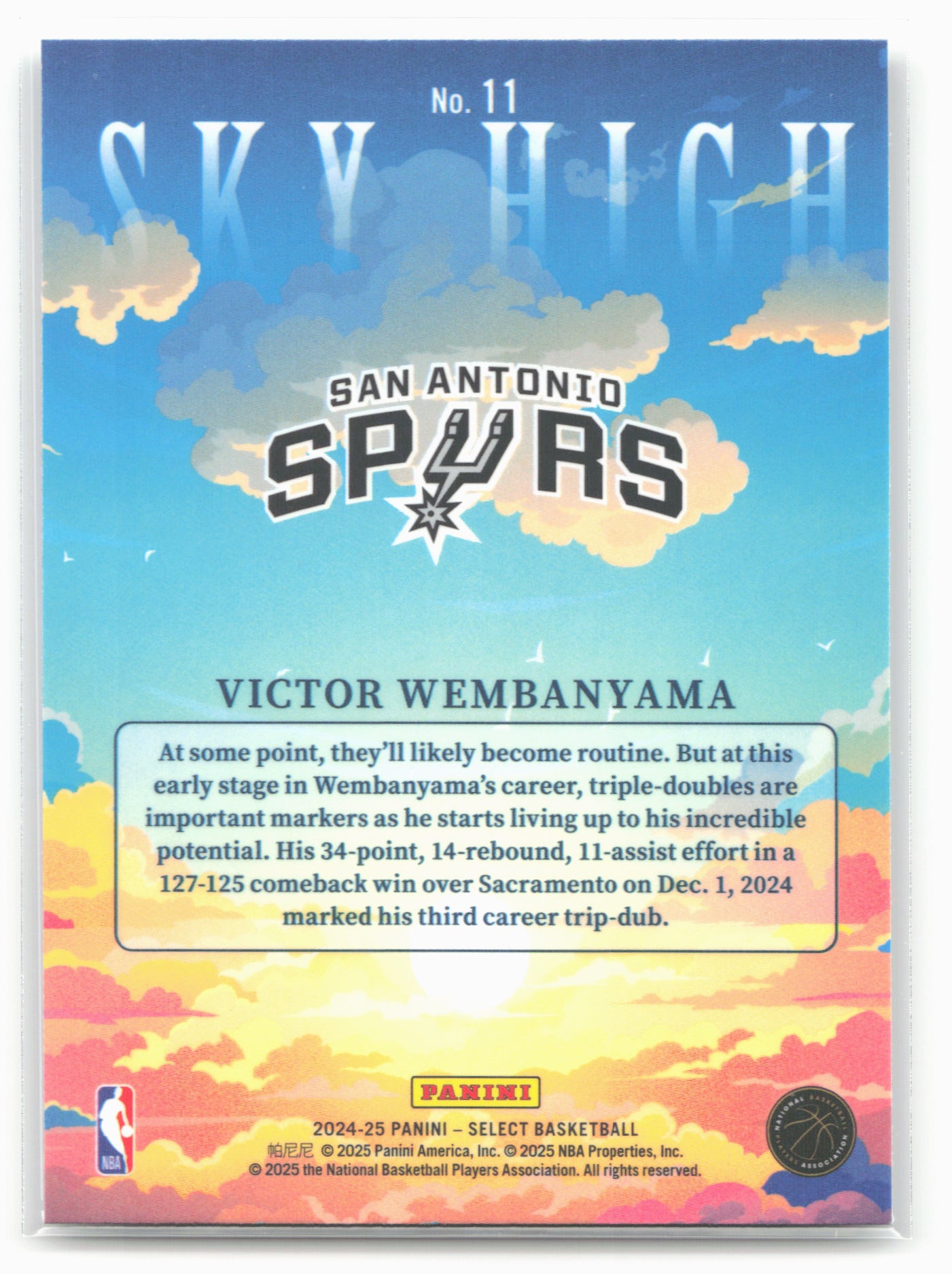 2024-25 Panini Select #11 Victor Wembanyama Sky High