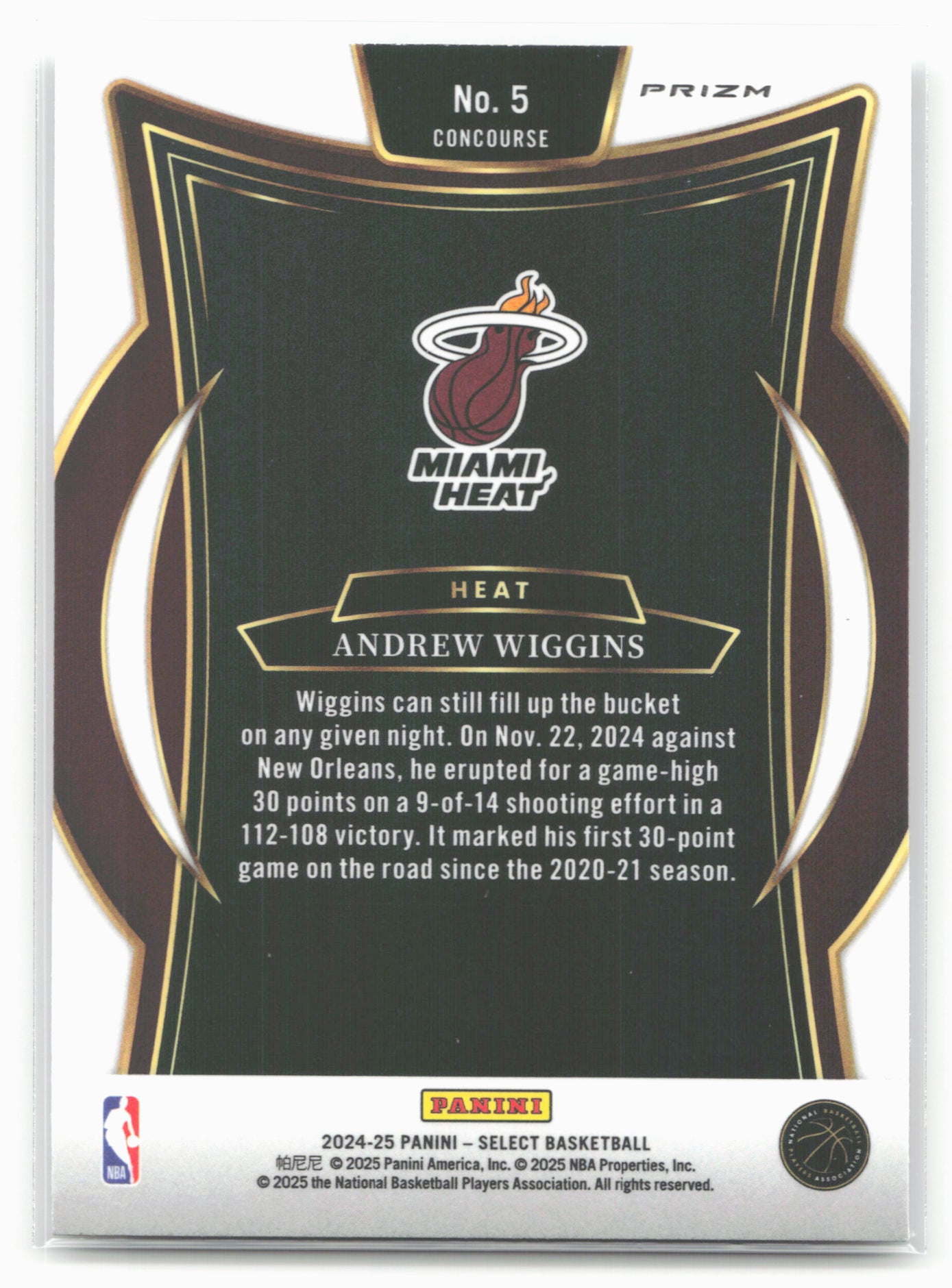2024-25 Panini Select #5 Andrew Wiggins Silver Prizm