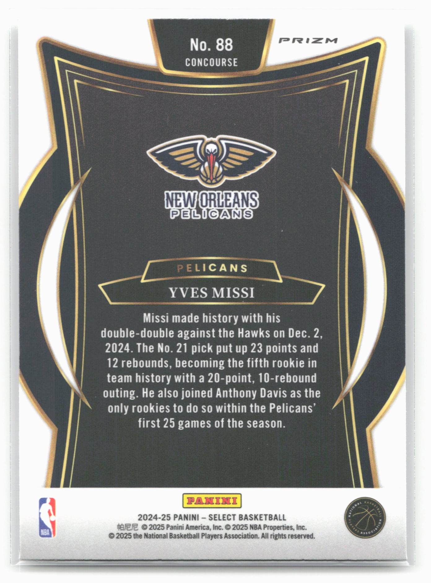 2024-25 Panini Select #88 Yves Missi Scope Prizm