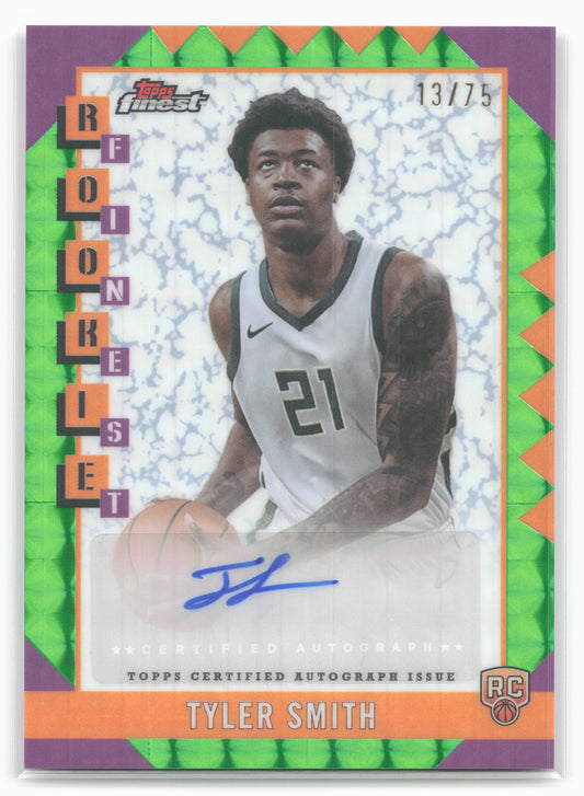 2024-25 Finest #RFA-TSM Tyler Smith Finest Autographs Green Geometric #/75