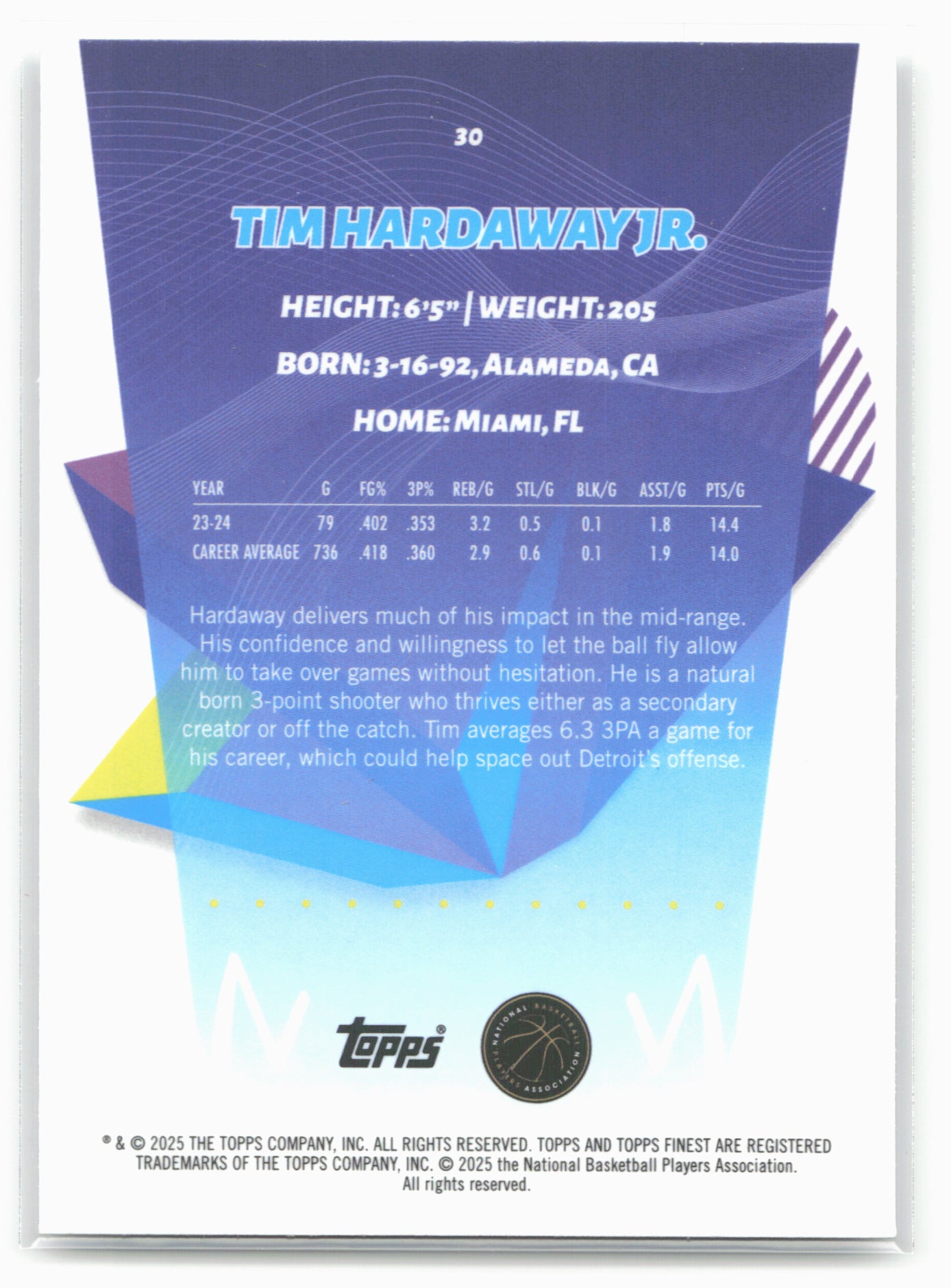 2024-25 Finest #30 Tim Hardaway Jr. Geometric