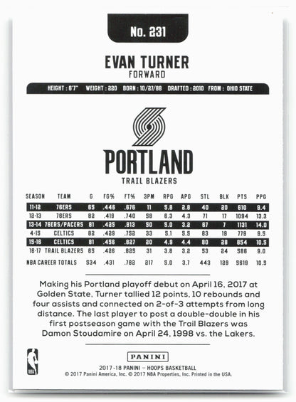 2017-18 Hoops #231 Evan Turner