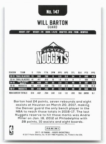 
2017-18 Hoops #147 Will Barton