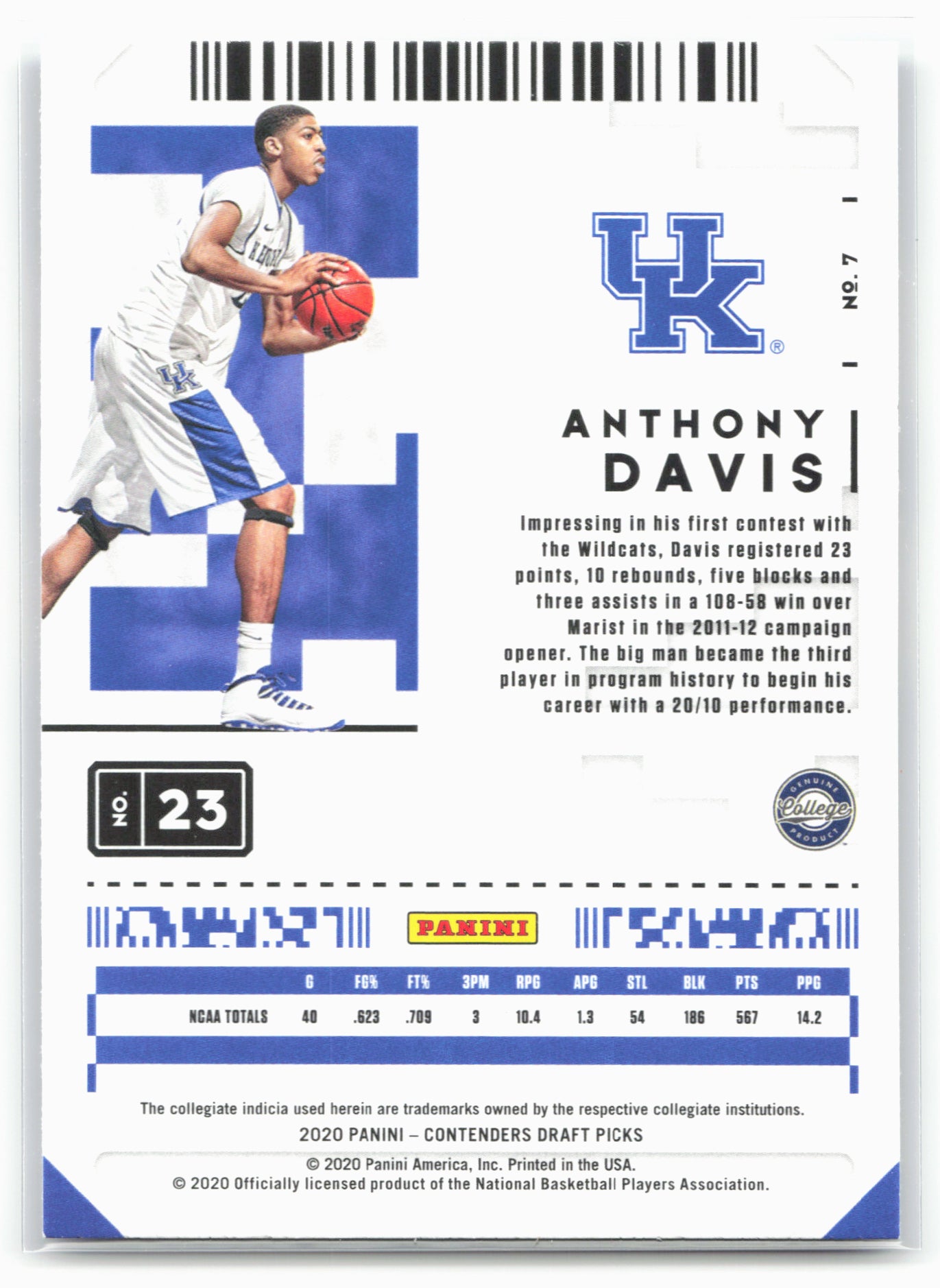 2020 Panini Contenders Draft Picks #7 Anthony Davis