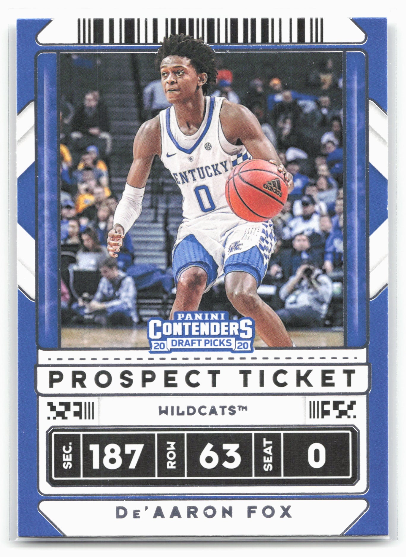 2020 Panini Contenders Draft Picks #22b De'Aaron Fox White jersey