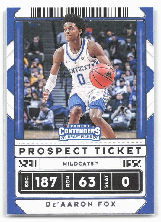 2020 Panini Contenders Draft Picks #22b De'Aaron Fox White jersey