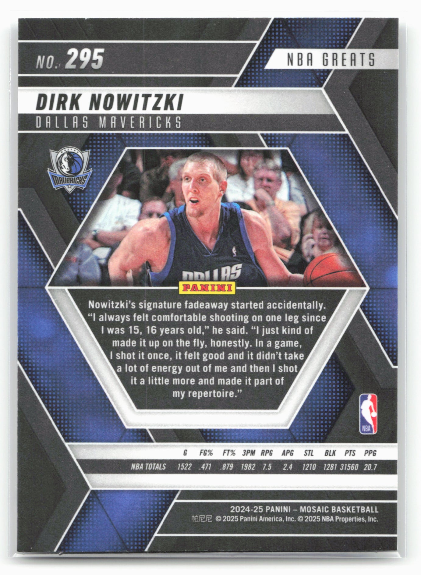 2024-25 Panini Mosaic #295 Dirk Nowitzki