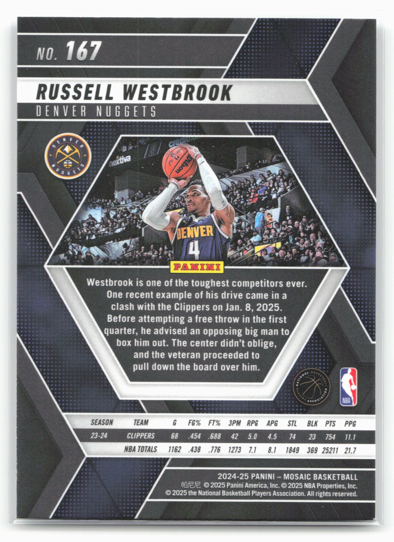 2024-25 Panini Mosaic #167 Russell Westbrook