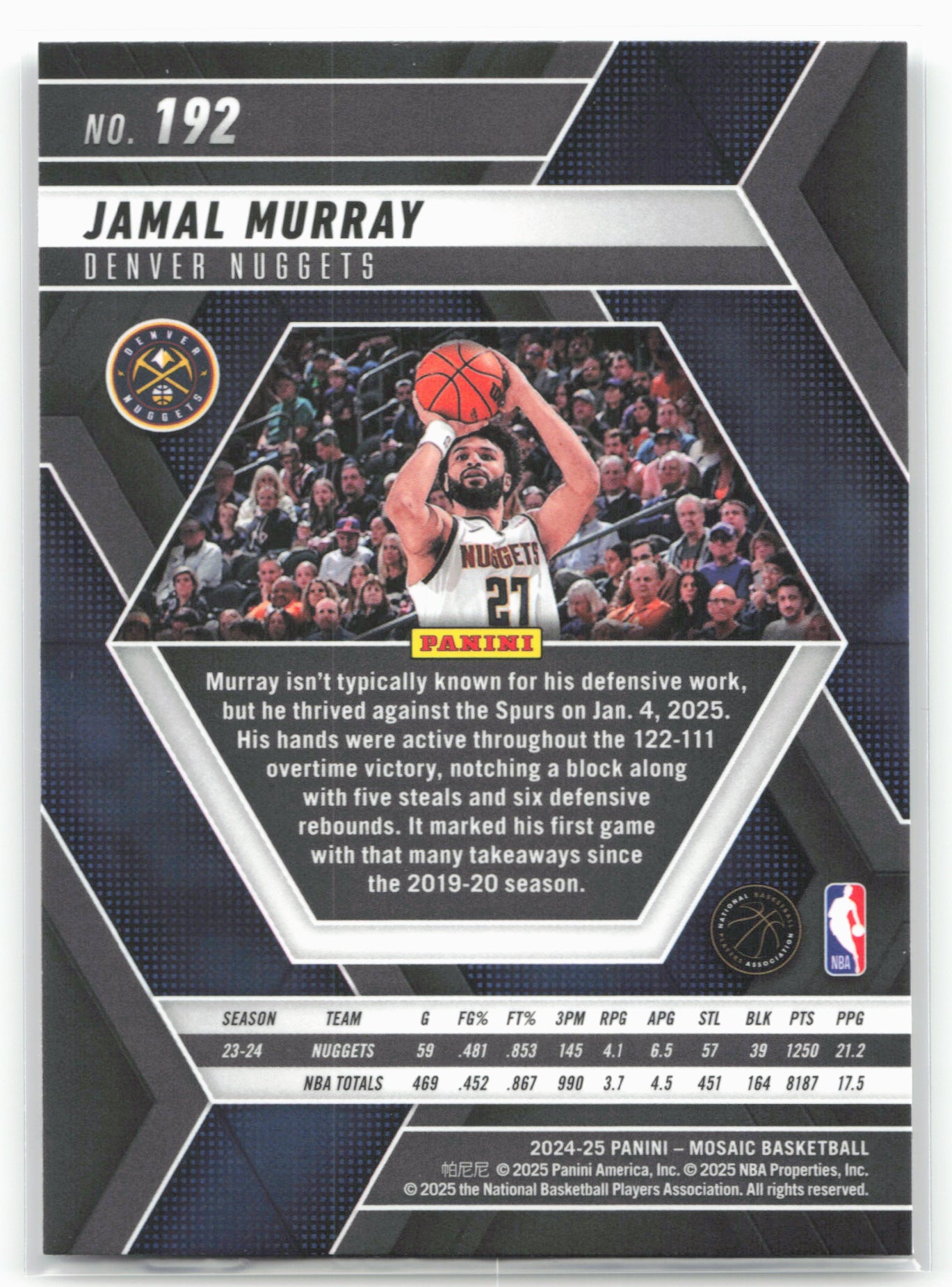2024-25 Panini Mosaic #192 Jamal Murray
