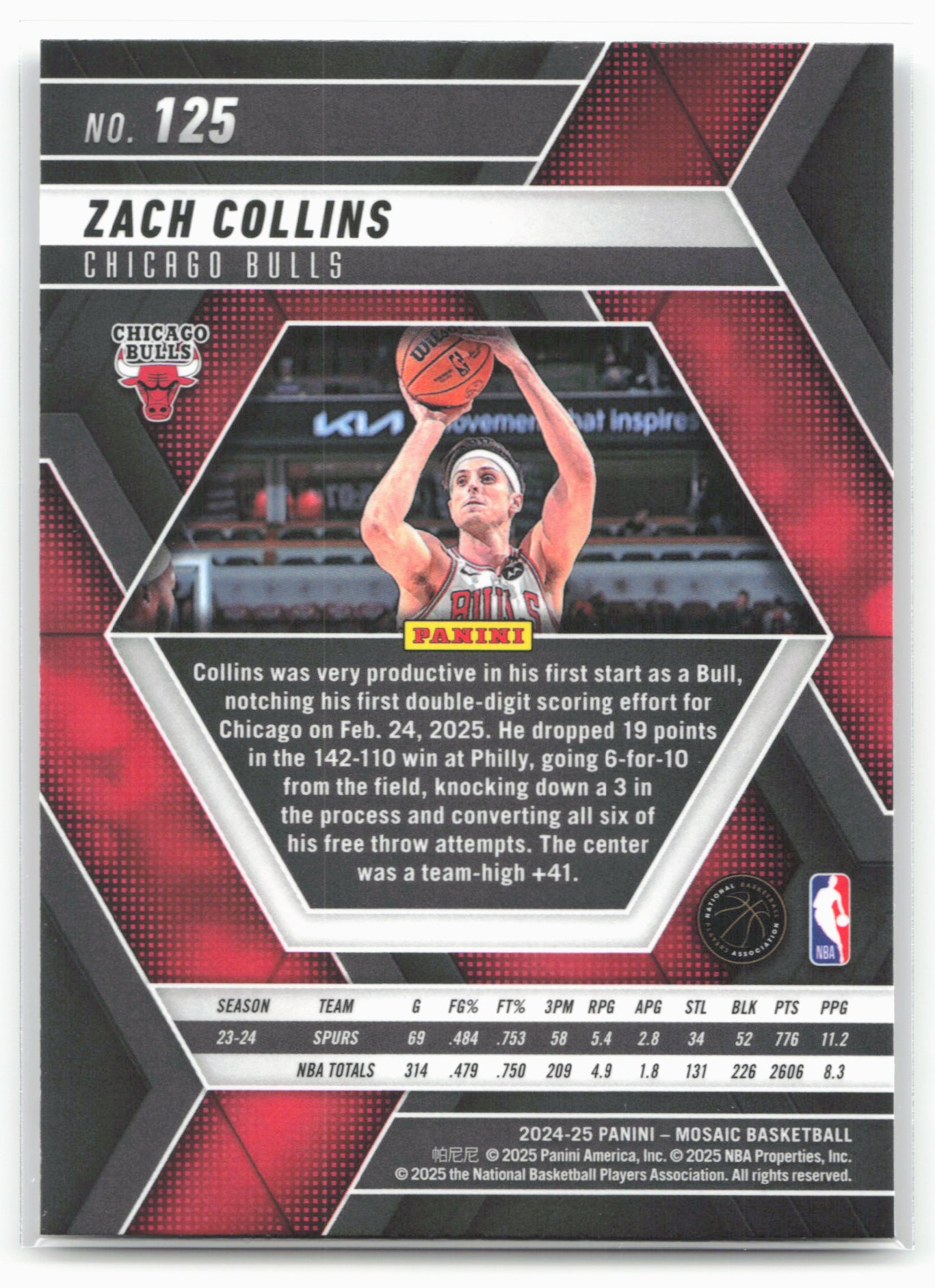 2024-25 Panini Mosaic #125 Zach Collins