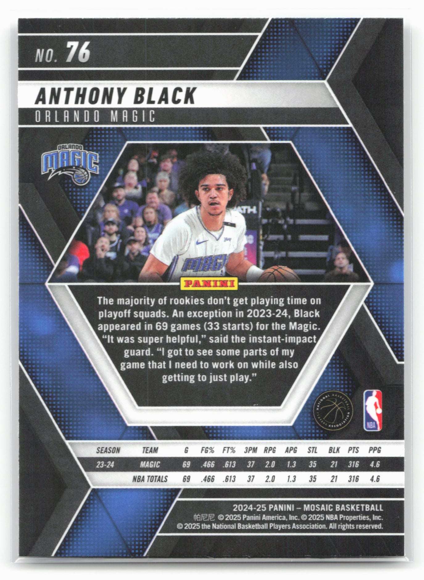 2024-25 Panini Mosaic #76 Anthony Black