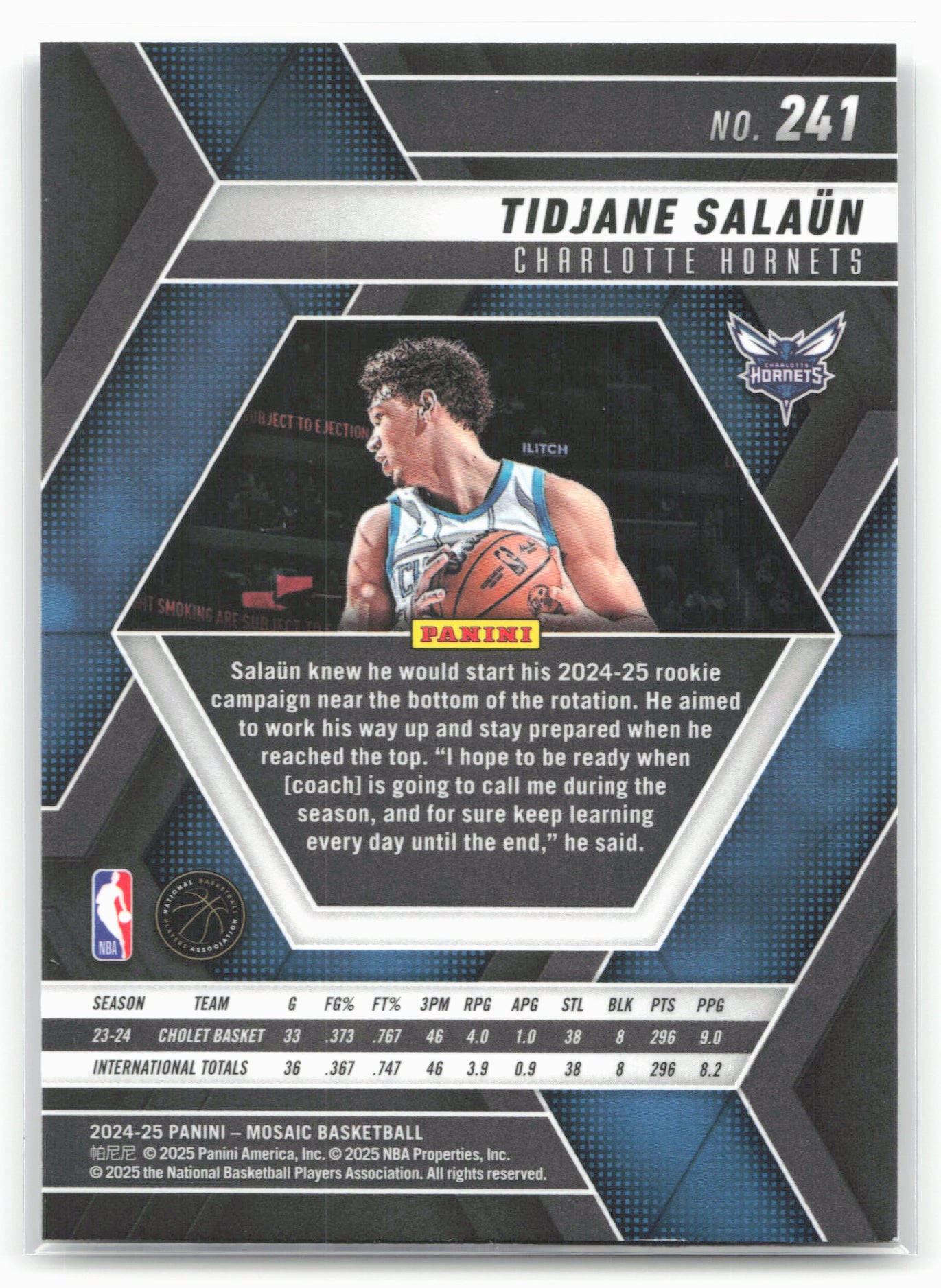2024-25 Panini Mosaic #241 Tidjane Salaun