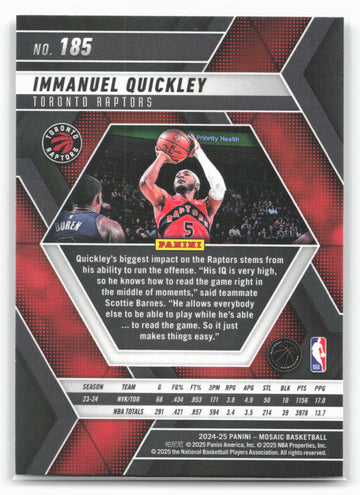 
2024-25 Panini Mosaic #185 Immanuel Quickley