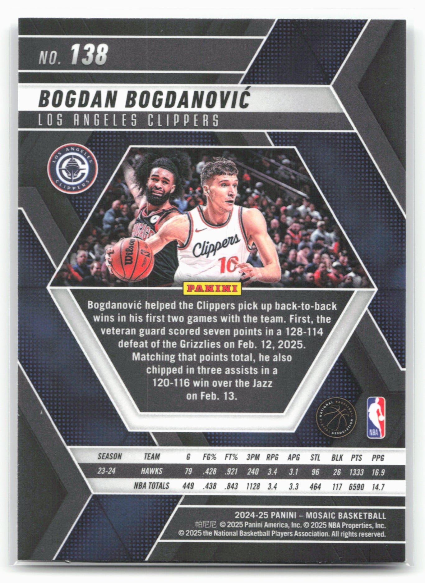 2024-25 Panini Mosaic #138 Bogdan Bogdanovic