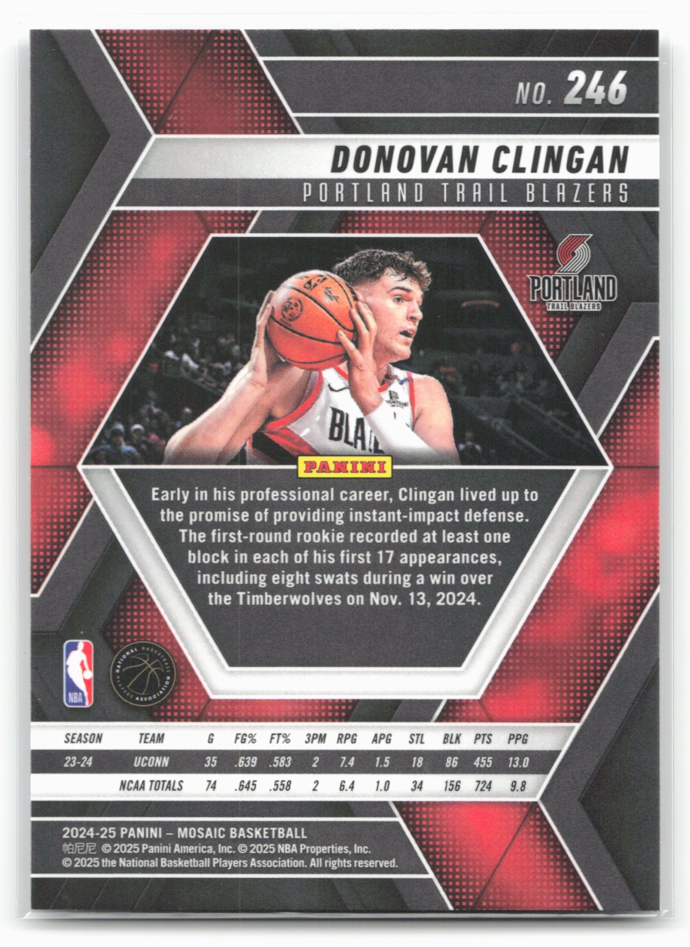 2024-25 Panini Mosaic #246 Donovan Clingan