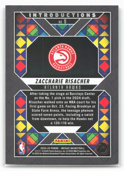 2024-25 Panini Mosaic #9 Zaccharie Risacher Introductions