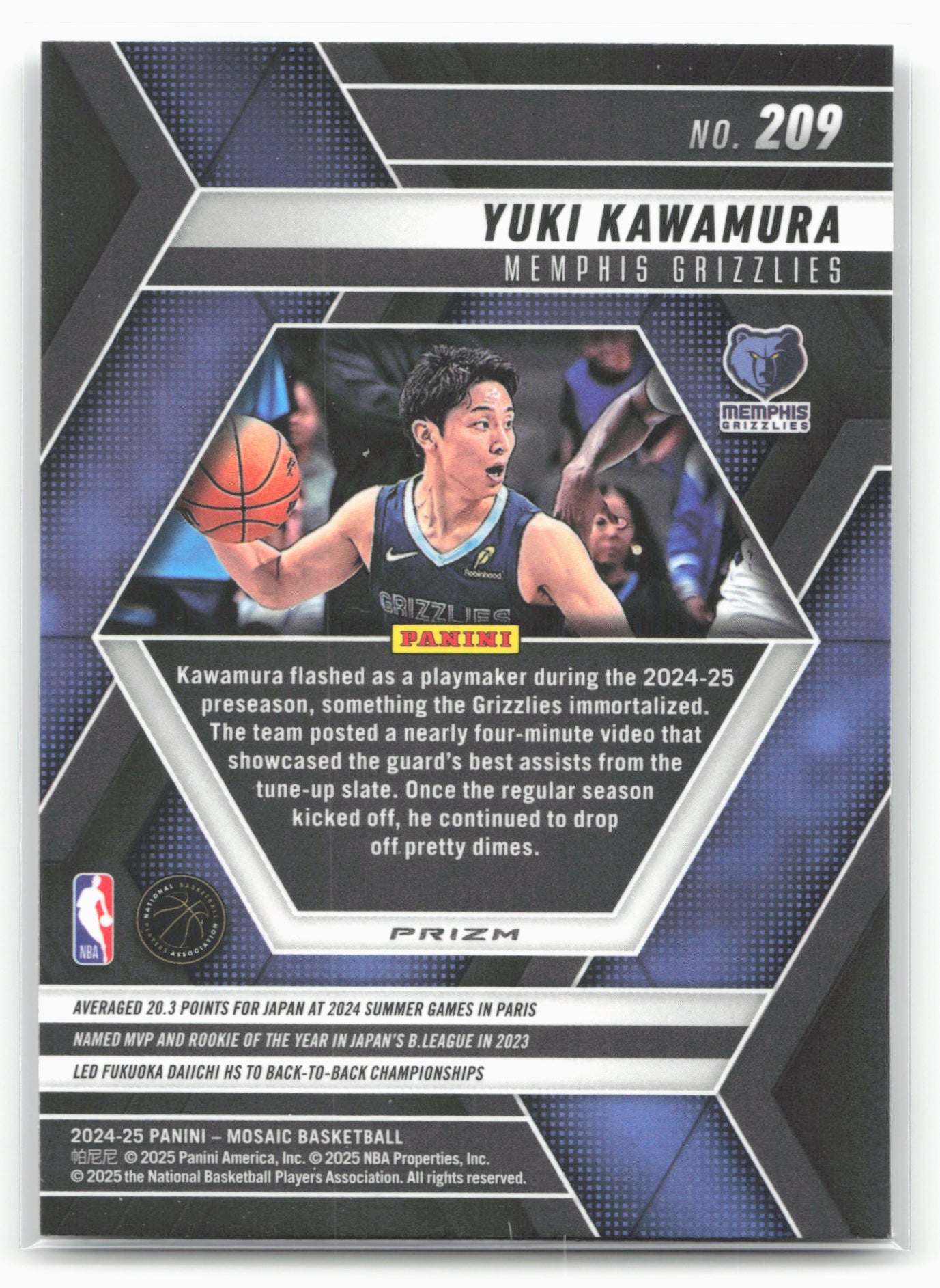 2024-25 Panini Mosaic #209 Yuki Kawamura Fast Break Silver Mosaic