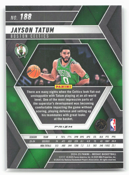 2024-25 Panini Mosaic #188 Jayson Tatum Fast Break Silver Mosaic