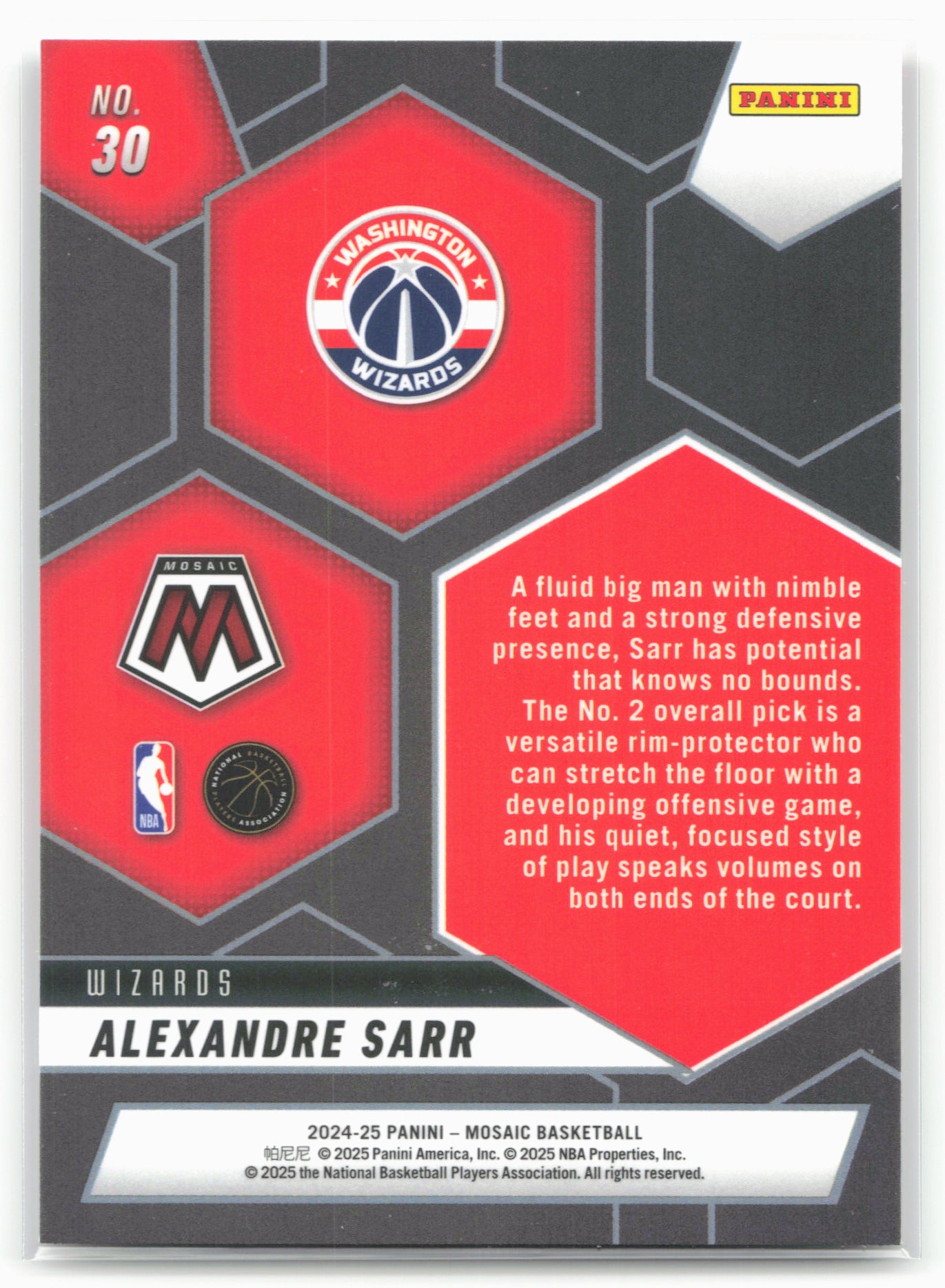 2024-25 Panini Mosaic #30 Alexandre Sarr Montage