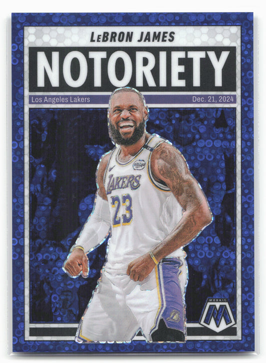 2024-25 Panini Mosaic #6 LeBron James Notoriety Fast Break Blue #/85