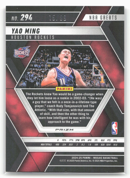 2024-25 Panini Mosaic #294 Yao Ming Fast Break Red Mosaic #/99