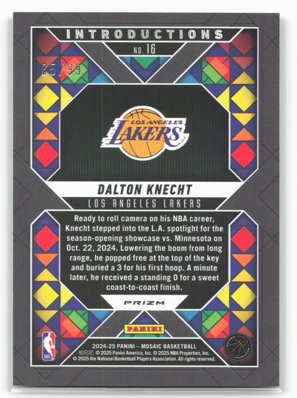 2024-25 Panini Mosaic #16 Dalton Knecht Introductions Fast Break Red #/99