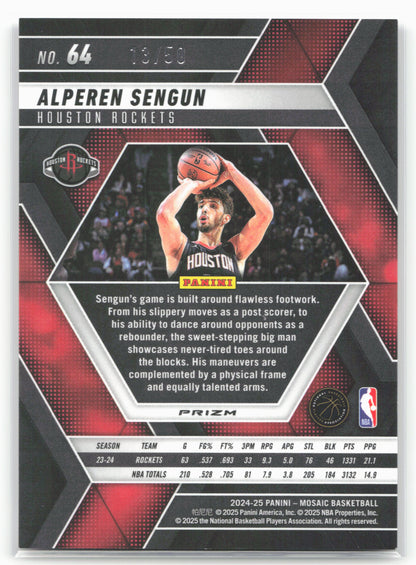 2024-25 Panini Mosaic #64 Alperen Sengun Fast Break Purple Mosaic #/50