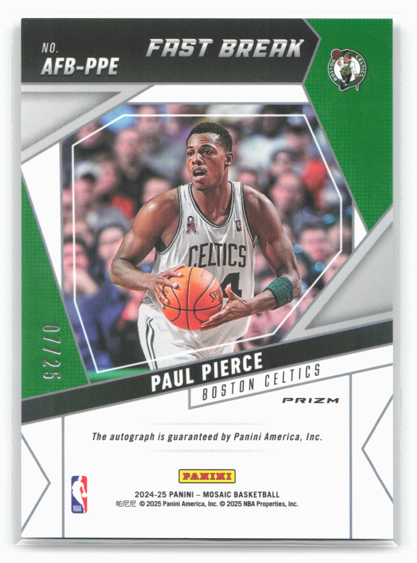 2024-25 Mosaic Paul Pierce AFB-PPE Fast Break Blue /25