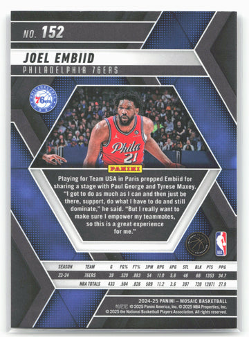 
2024-25 Panini Mosaic #152 Joel Embiid
