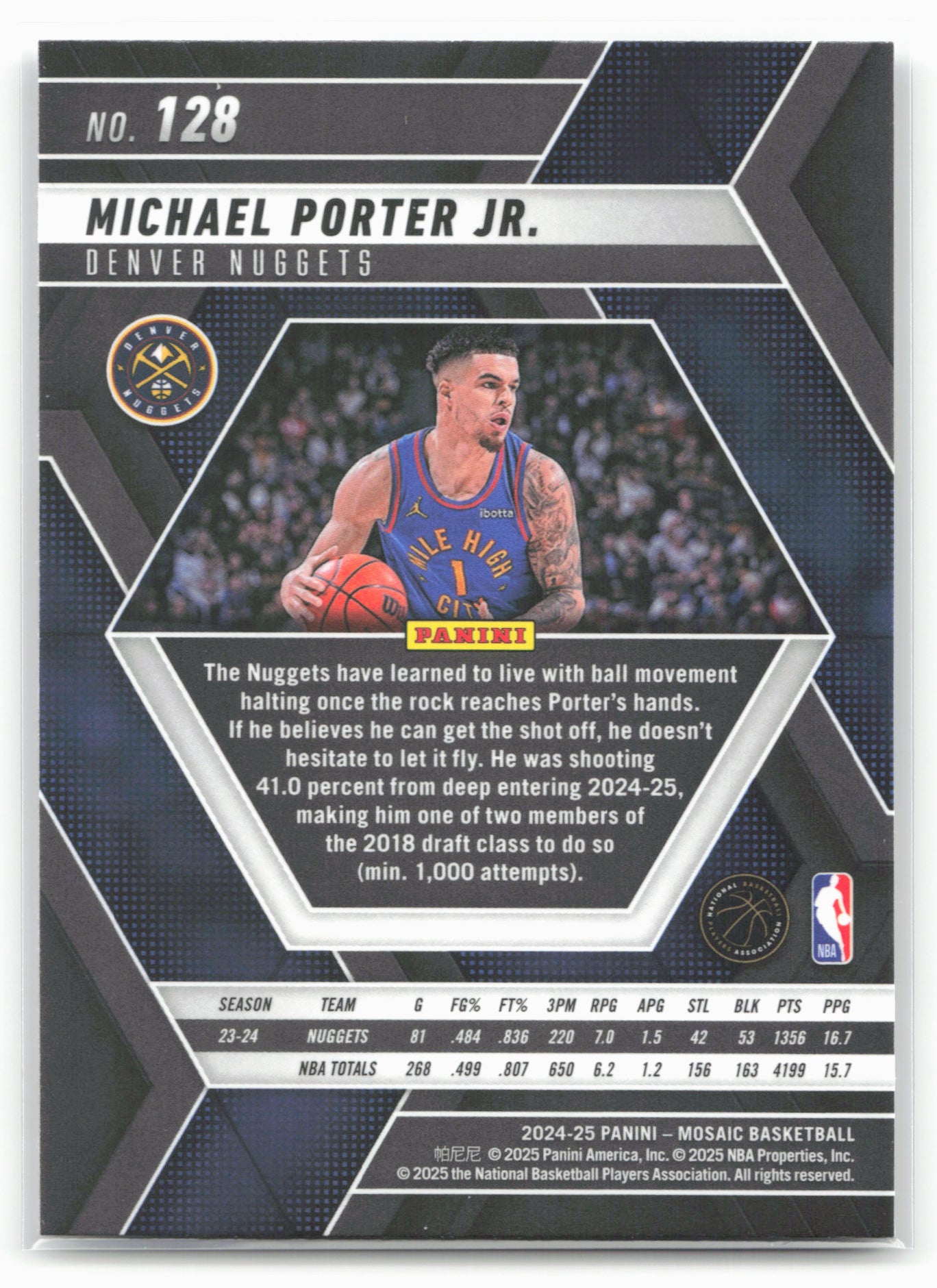 2024-25 Panini Mosaic #128 Michael Porter Jr.