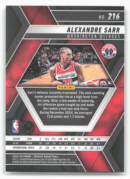 2024-25 Panini Mosaic #216 Alexandre Sarr