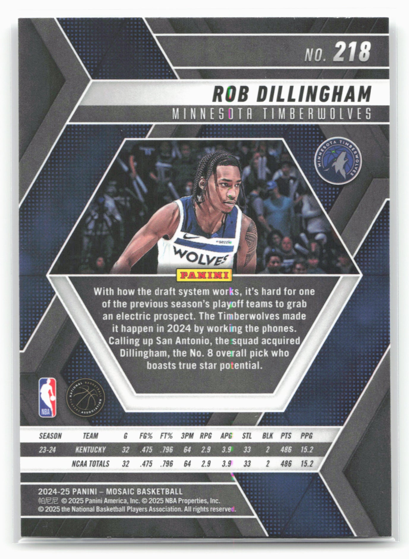2024-25 Panini Mosaic #218 Rob Dillingham