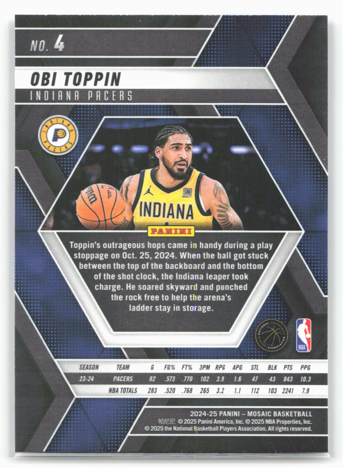 2024-25 Panini Mosaic #4 Obi Toppin